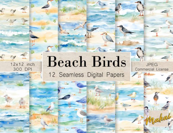 Beach Birds Seamless Patterns: A Coastal Design Essential for Creative Projects