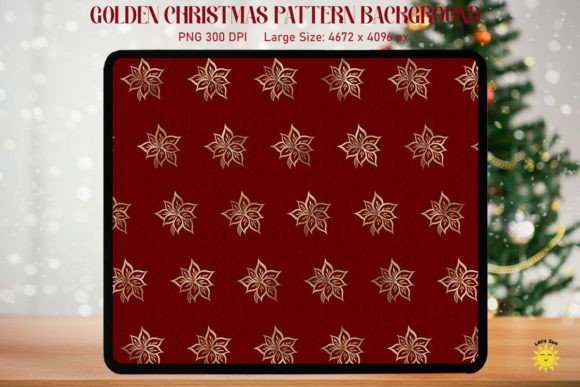 Golden Christmas Poinsettias Pattern