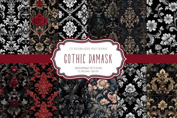 Gothic Damask Seamless Patterns
