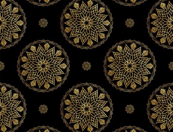 Mandala Gold Textured Seamless Pattern: A Versatile Design for Modern Applications