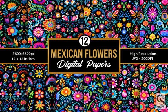 Mexican Flowers Seamless Patterns: A Versatile Design Resource for Crafters and Creators