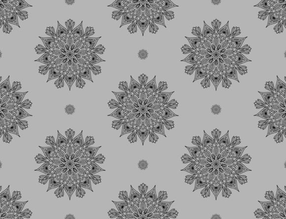Oriental Floral Monochrome Pattern
