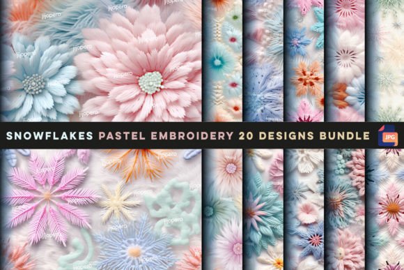 Snowflakes Pastel Embroidery Seamless