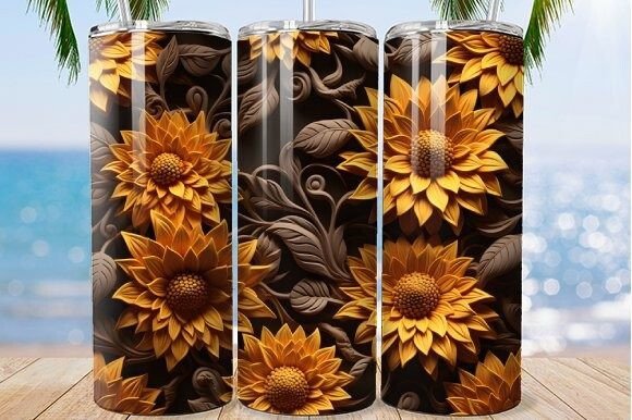 Sunflower Ornate Elegance Tumbler: A Nature-Inspired Statement in Drinkware