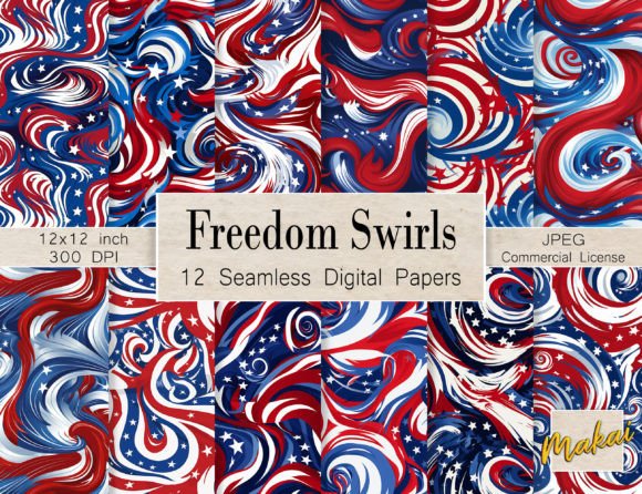 US Flag Swirls Seamless Patterns: A Versatile Design Resource for Patriotic Projects