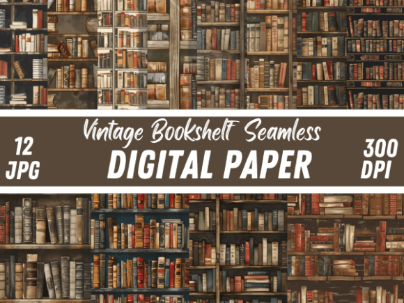 Vintage Library Bookshelf Paper Patterns: A Timeless Design Element for Modern Creativity