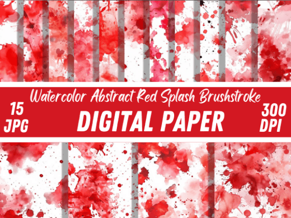 Watercolor Red Splash Abstract Patterns: A Creative Resource for Modern Design