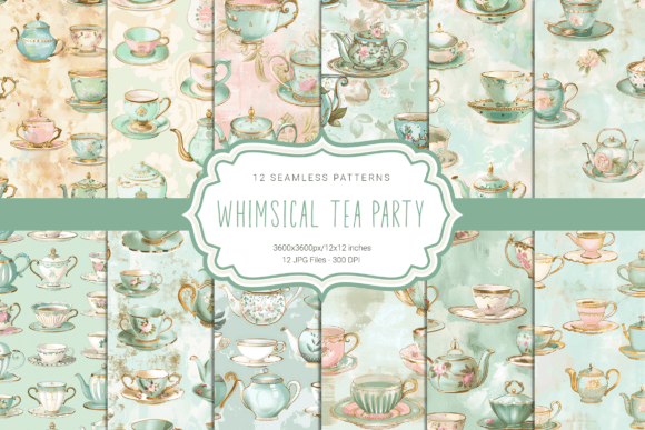 Whimsical Tea Party Seamless Patterns