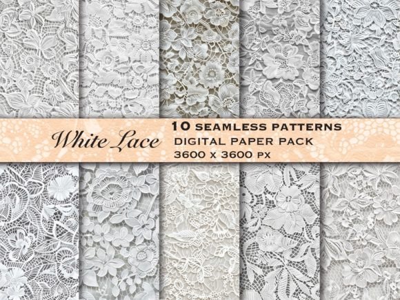 White Lace Seamless Patterns Set: A Versatile Design Resource for Creative Projects