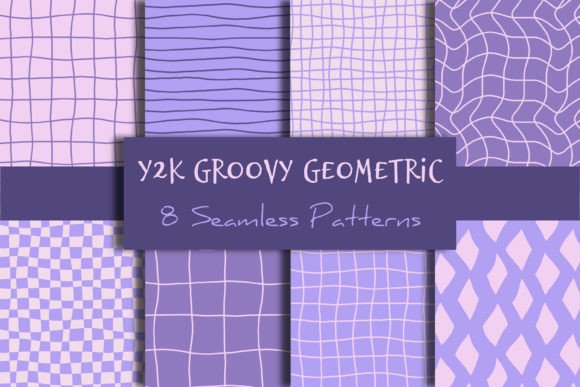 Y2k Groovy Geometric Seamless Patterns